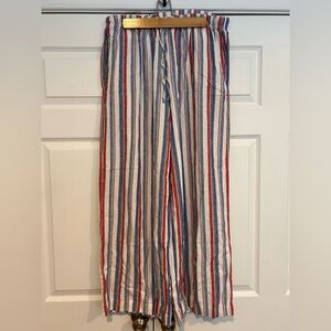 Old Navy Women's Striped Wide Leg Pants - Red, Blue, and White
